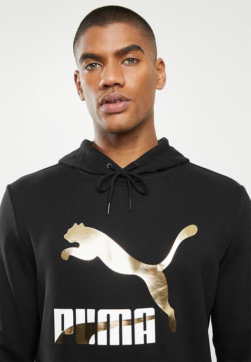 PUMA - Classics logo hoodie tr (s) - black & gold 