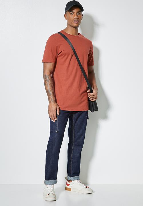 Superbalist - Barney longline curved hem tee - rust