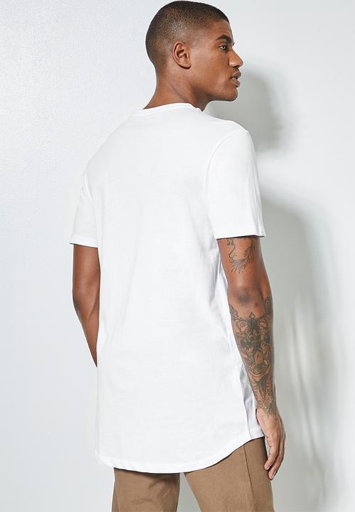 Superbalist - Barney longline curved hem tee - white