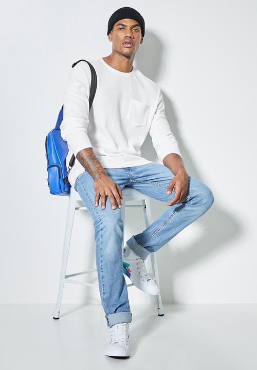 Superbalist - Dylan long sleeve textured pocket tee - white