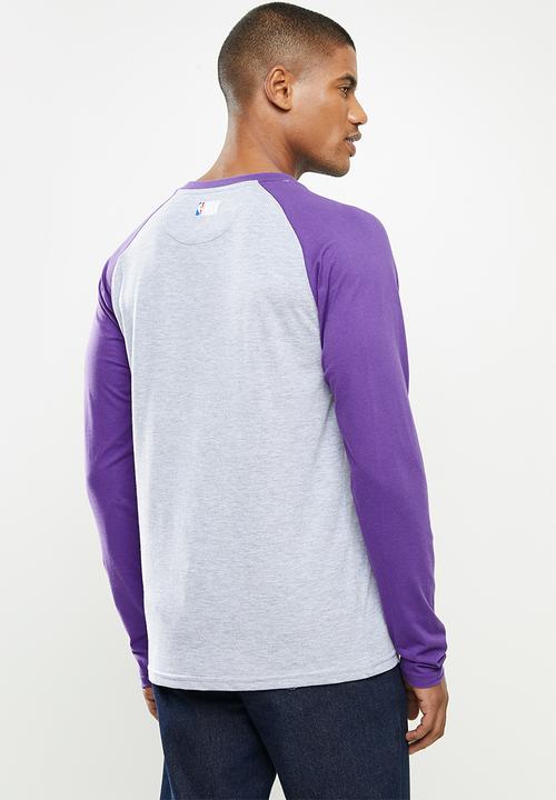 NBA - Lakers icon logo long sleeve printed T-shirt - grey & purple