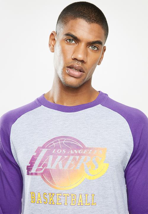NBA - Lakers icon logo long sleeve printed T-shirt - grey & purple