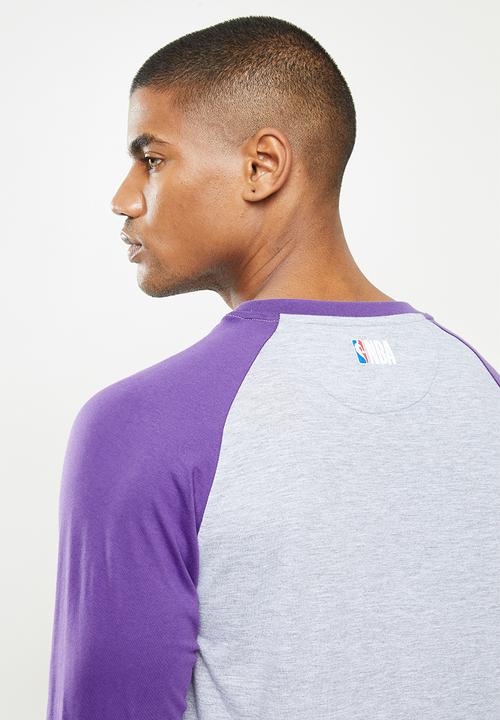 NBA - Lakers icon logo long sleeve printed T-shirt - grey & purple