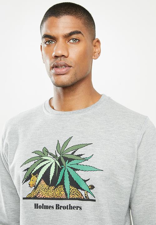 Holmes Bro's - Mellow leopard basic sweat - dirty grey 