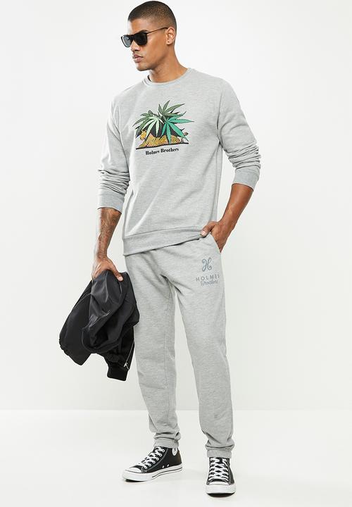 Holmes Bro's - Mellow leopard basic sweat - dirty grey 