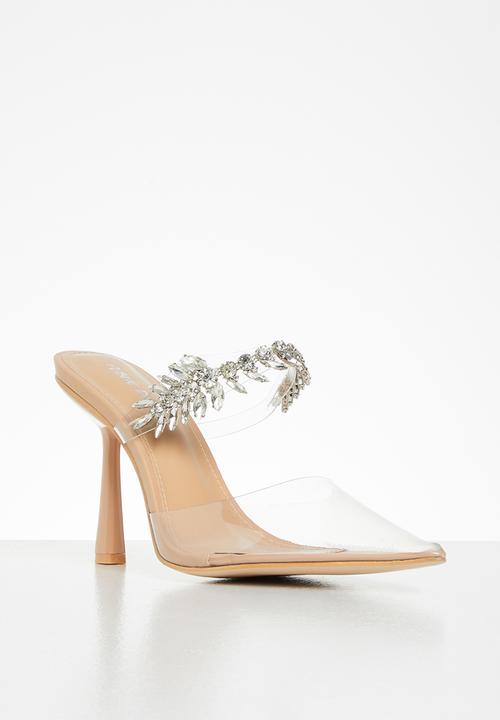 Public Desire - Girlfriend embellishment stiletto slip on heel - neutral