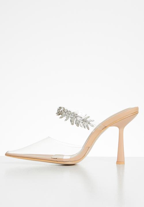 Public Desire - Girlfriend embellishment stiletto slip on heel - neutral
