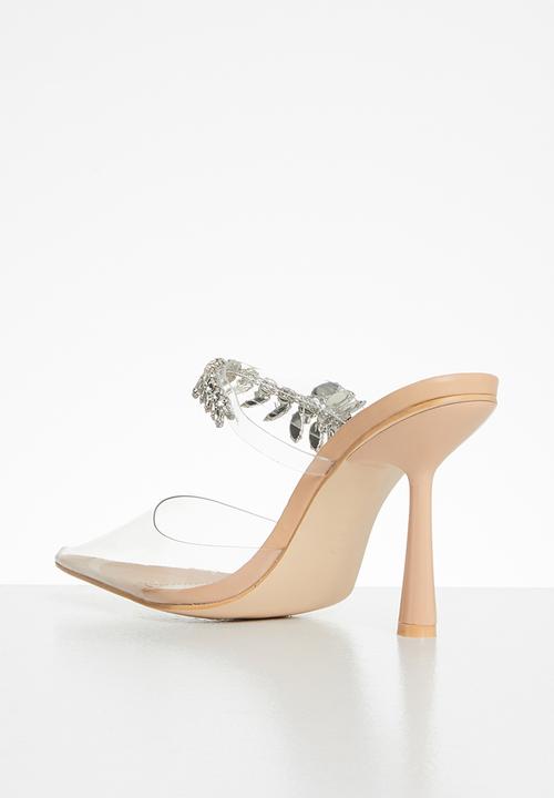 Public Desire - Girlfriend embellishment stiletto slip on heel - neutral