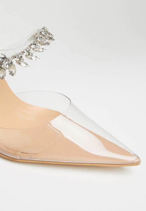 Public Desire - Girlfriend embellishment stiletto slip on heel - neutral