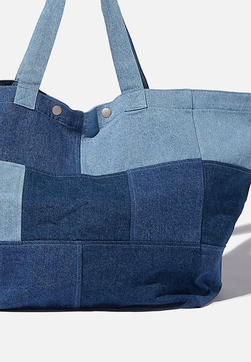 Rubi - Denim oversized tote - denim patchwork