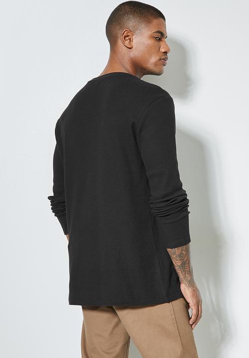 Superbalist - 2-Pack dylan long sleeve textured pocket tee - black