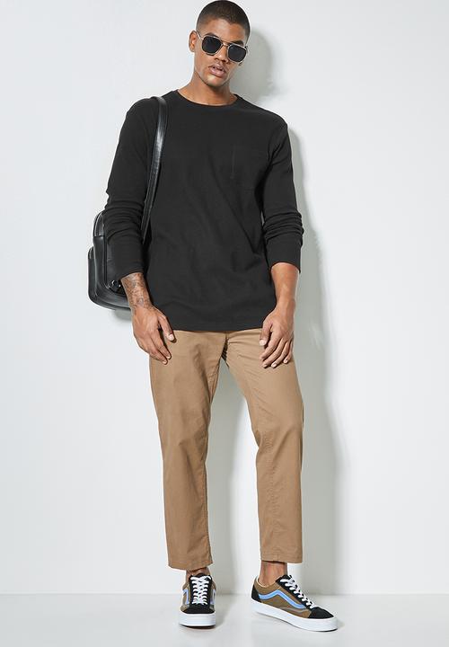 Superbalist - 2-Pack dylan long sleeve textured pocket tee - black
