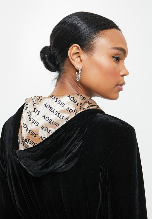SISSY BOY - Cozy velvet crop zip through - black