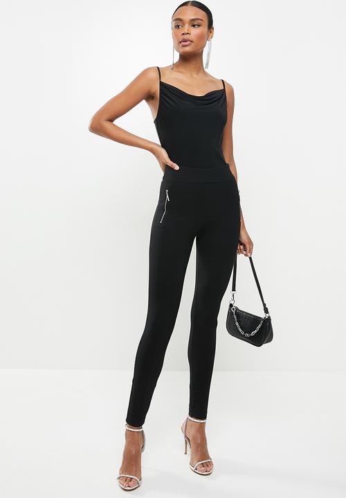 SISSY BOY - Valery:high rise legging with front metal zip - black