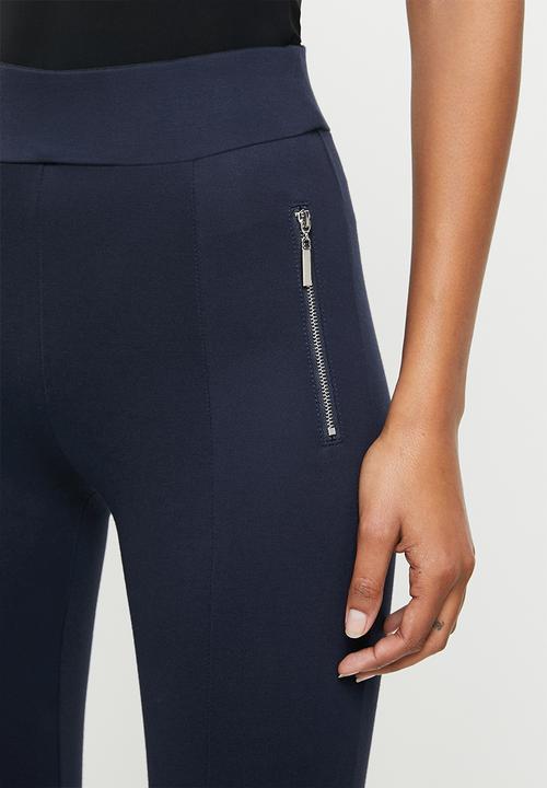 SISSY BOY - Valery:high rise legging with front metal zip - navy