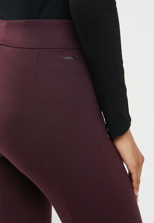 SISSY BOY - Valery:high rise legging with front metal zip - burgundy