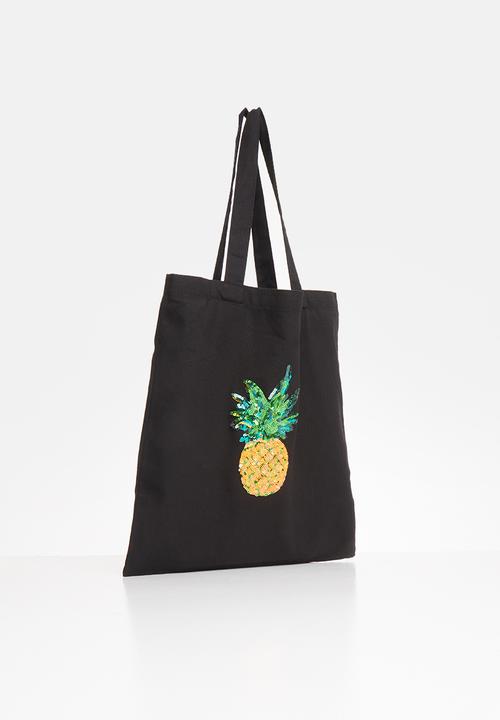 Superbalist - Sequin pineapple shopper - black