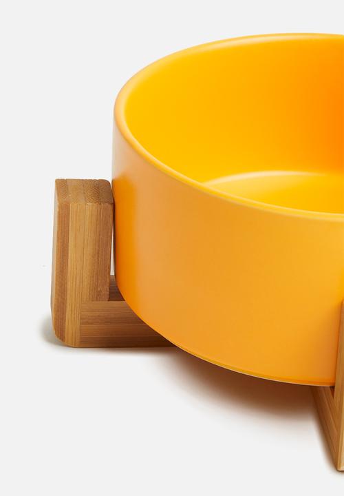 Sixth Floor - Ciao pet bowl with bamboo stand - mustard