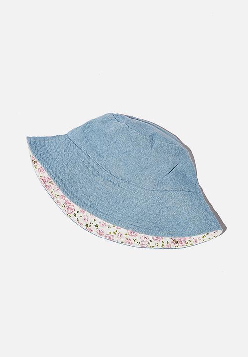 Rubi - Elly reversible wide brim bucket hat - blue & pink