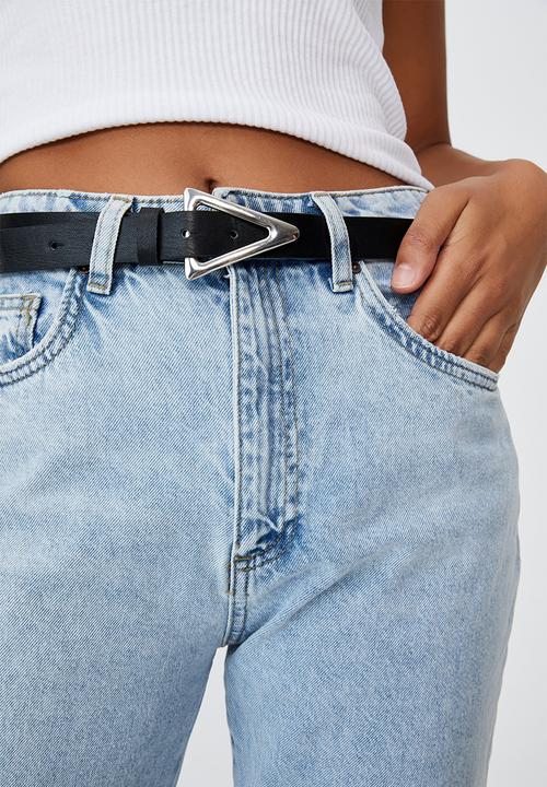 Rubi - Triangle buckle belt - black & silver