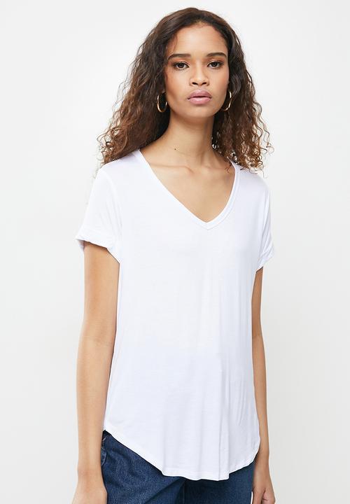 Cotton On - Karly short sleeve v-neck top - white