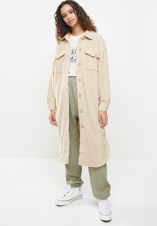 Cotton On - Cosy cabin longline teddy shacket - neutral 