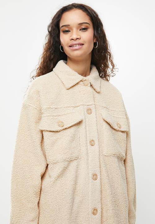 Cotton On - Cosy cabin longline teddy shacket - neutral 