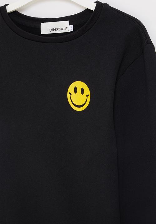 Superbalist - Graphic fleece crewneck sweater - black