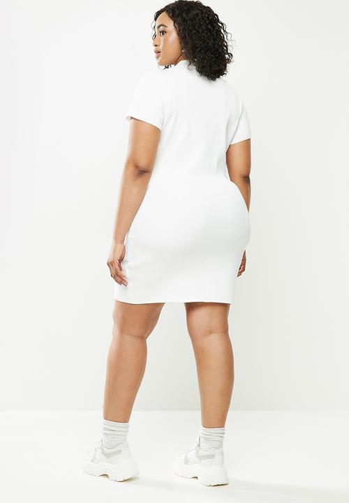 Missguided - Plus collared bodycon tennis - white