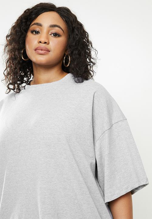 Missguided - Plus drop shoulder T-shirt - grey