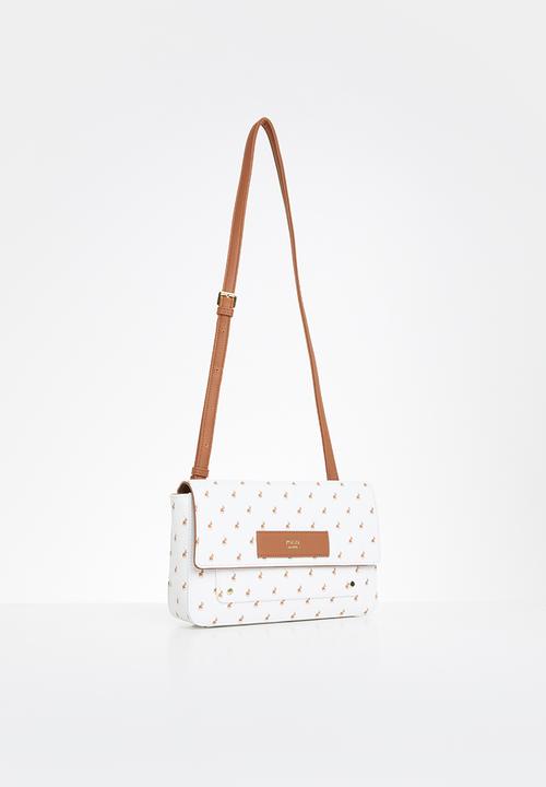 POLO - Minimalist iconic flap over sling bag - white