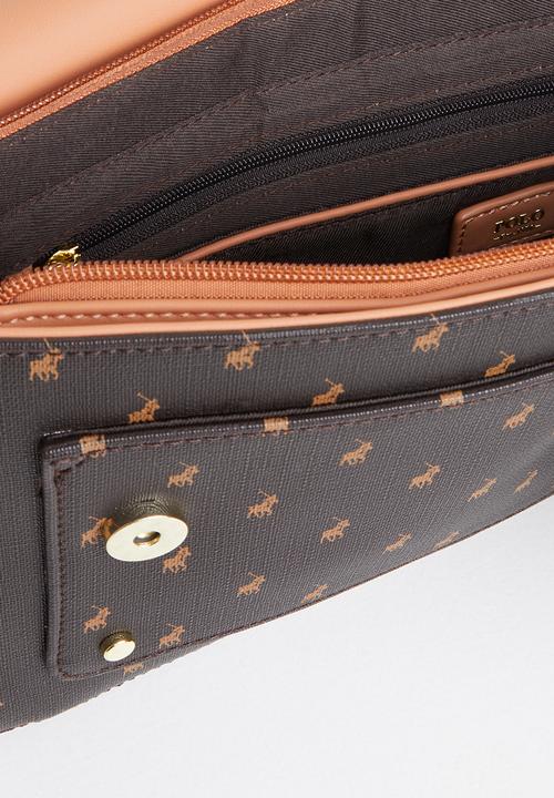 POLO - Minimalist iconic flap over sling bag - brown