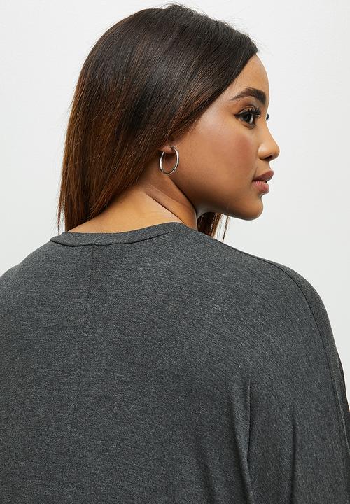 edit Plus - Conscious elbow sleeve swing dress - grey