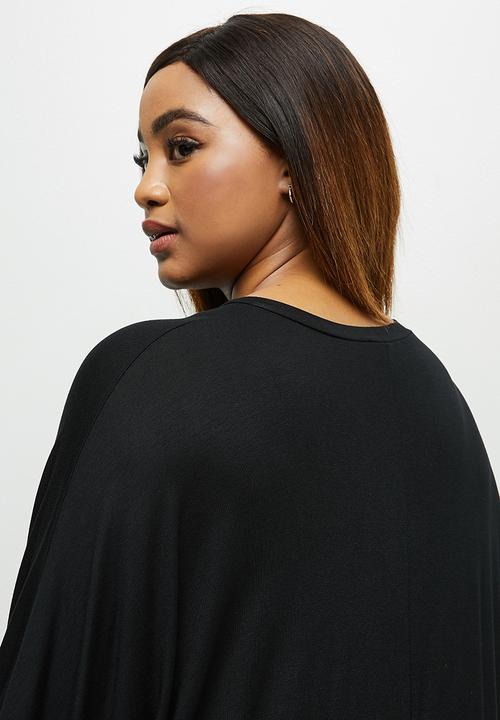 edit Plus - Conscious elbow sleeve swing dress - black