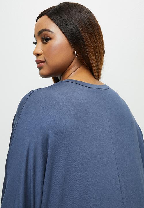 edit Plus - Conscious elbow sleeve swing dress - blue
