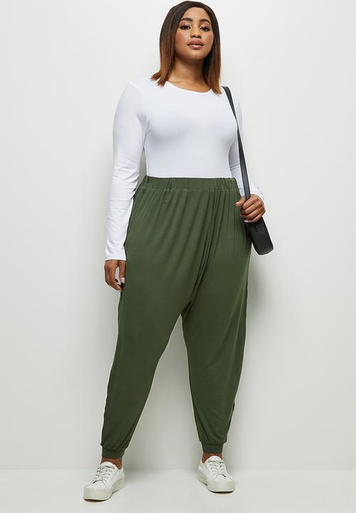 edit Plus - Drop crotch harem - dark khaki