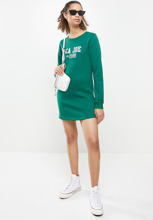 Aca Joe - Basic crew terry dress - green