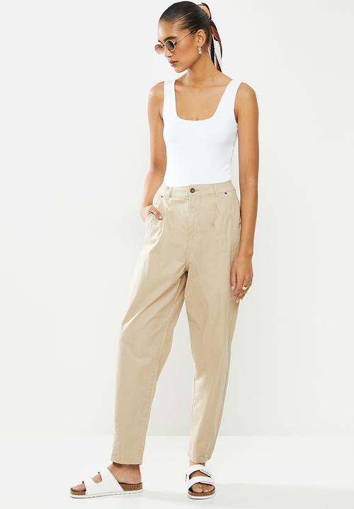 Vero Moda - Rosanna high rise barrel pleat - light brown