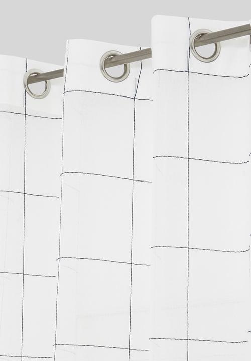 Sixth Floor - Squares eyelet unlined curtain - white & black