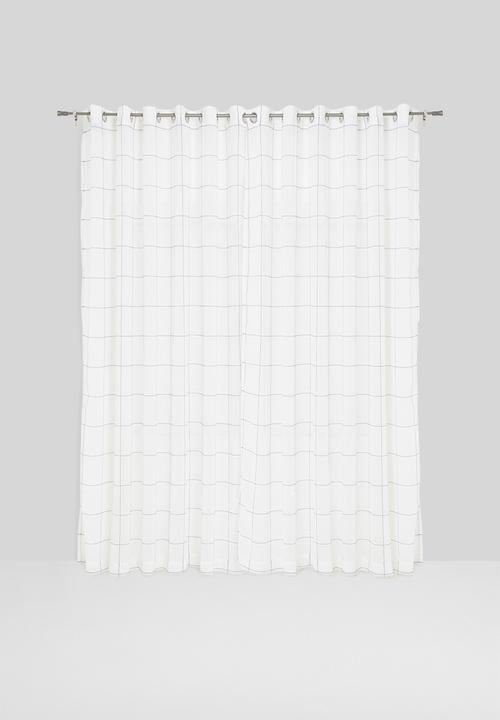 Sixth Floor - Squares eyelet unlined curtain - white & black