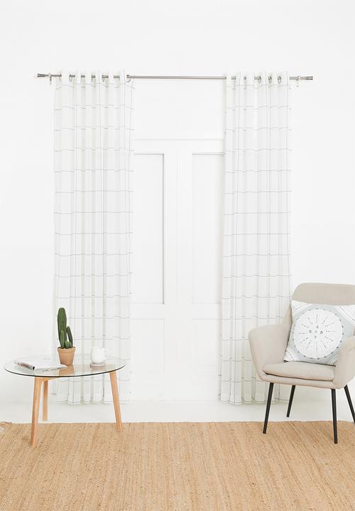Sixth Floor - Squares eyelet unlined curtain - white & black