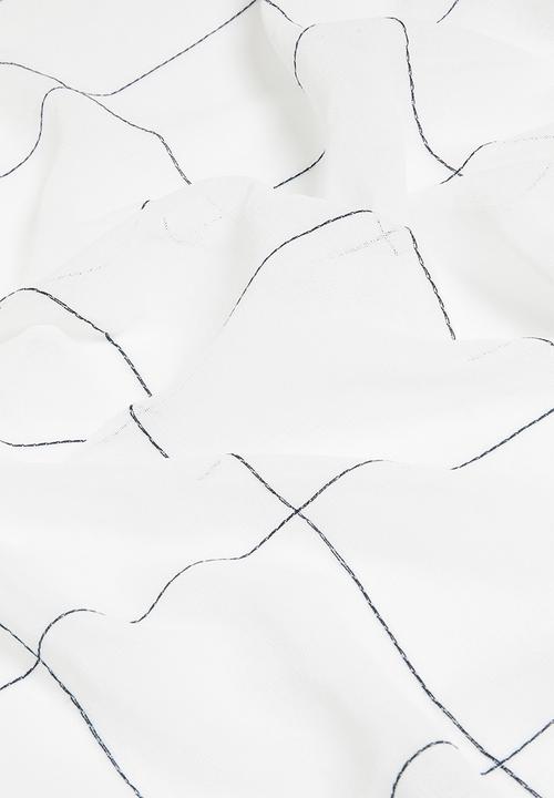 Sixth Floor - Squares eyelet unlined curtain - white & black