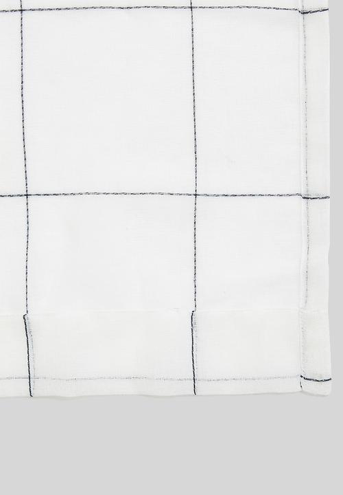 Sixth Floor - Squares taped unlined curtain - white & black