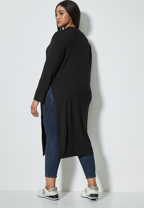 Superbalist - Longline spilt hem tunic - black