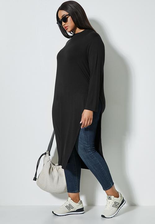 Superbalist - Longline spilt hem tunic - black
