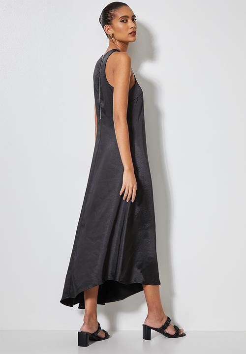 Superbalist - Hi neck satin trapeze dress - black