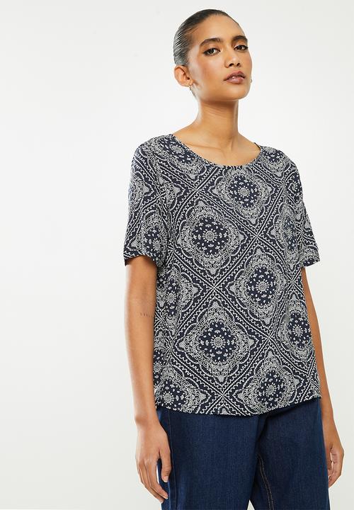 Jacqueline de Yong - Starr life short sleeve top - navy