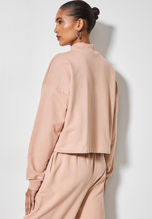 Superbalist - Crop funnel neck sweat - dusty pink