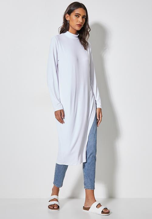 Superbalist - Longline split hem tunic - white