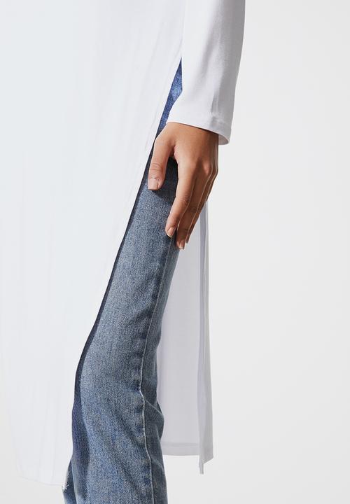 Superbalist - Longline split hem tunic - white